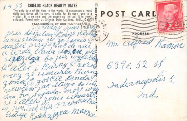 Indio California Shields Black Beauty Dates, Shields Date Gardens PC U7686 - Image 2
