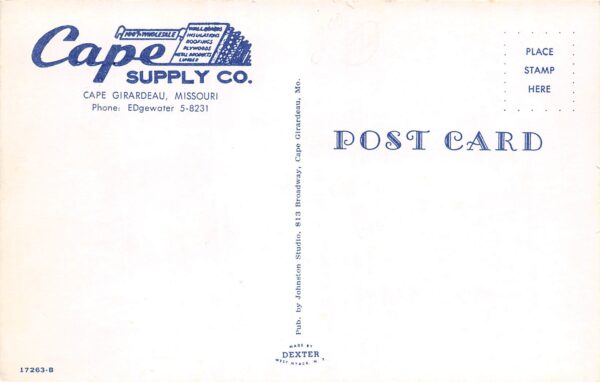 Cape Girardeau Missouri Cape Supply Co., Exterior, Photochrome Vintage PC U7724 - Image 2