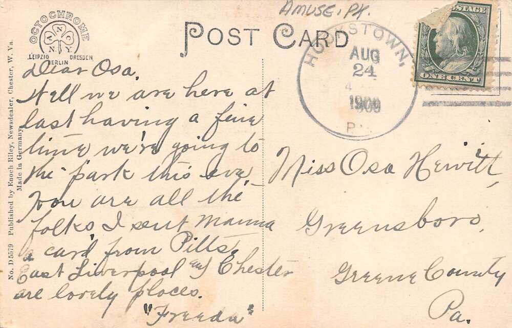 Chester West Virginia Rock Springs Park, Theatre, Color Lithograph PC U7880 - Image 2