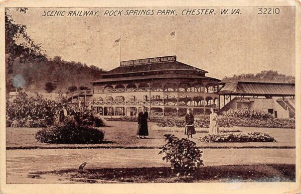Chester West Virginia Rock Springs Park, Scenic Railway,Sepia Tone Lithograph PC U7882
