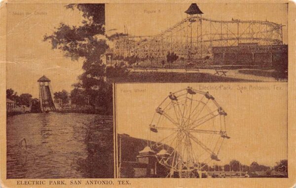 San Antonio Texas Electric Park, Multi-Views, Sepia Tone Vintage Postcard U7888