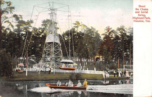 Houston Texas Highland Park, Shoot The Chutes & Aerial Swing Rides PC U7894