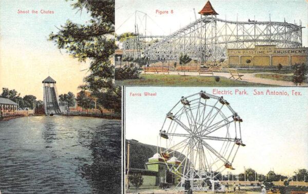 San Antonio Texas Electric Park, Multi-View Lithograph Vintage Postcard U7896
