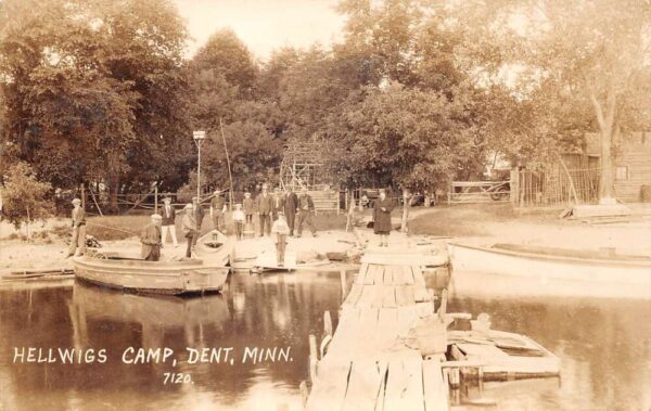 Dent Minnesota Hellwigs Camp, Real Photo Vintage Postcard U7914