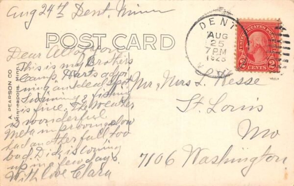 Dent Minnesota Hellwigs Camp, Real Photo Vintage Postcard U7914 - Image 2