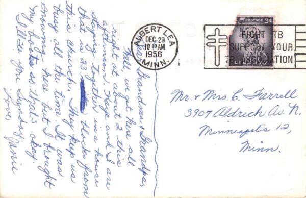Albert Lea Minnesota First Presbyterian Church, Real Photo Vintage PC U7919 - Image 2