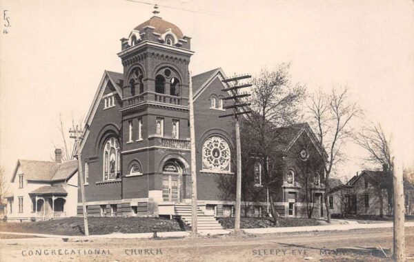Sleepy Eye Minnesota Congregational Church, Real Photo Vintage Postcard U7923