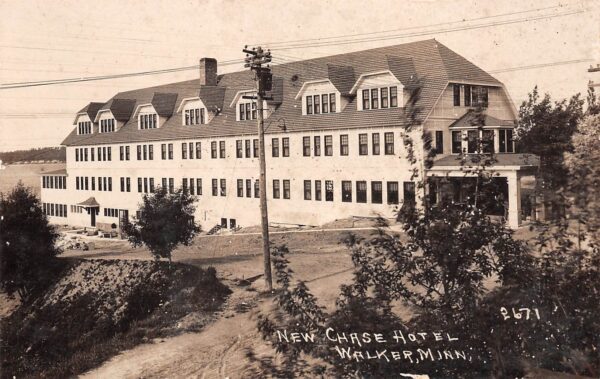 Walker Minnesota New Chase Hotel, Exterior, Real Photo Vintage Postcard U7986
