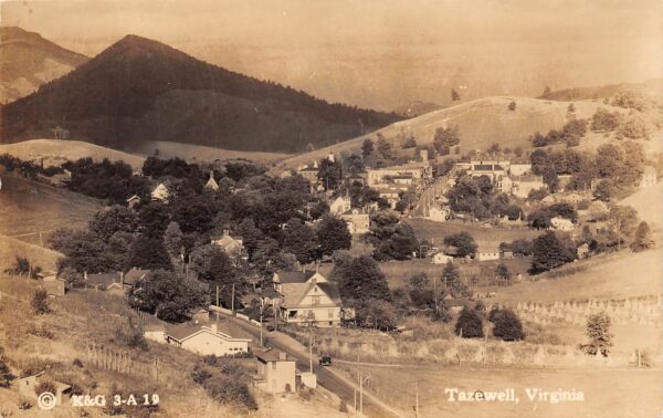 Tazewell Virginia Aerial View Of Tazewell, Real Photo Vintage Postcard U8025