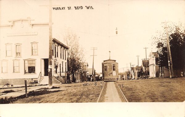 Boyd Wisconsin Murray St., Trolley Car, Real Photo Vintage PC U8026