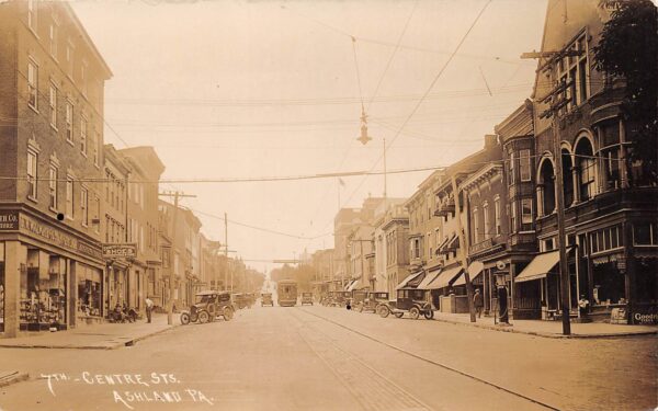 Ashland Pennsylvania 7th & Center Streets, Trolley Car, Real Photo PC U8063