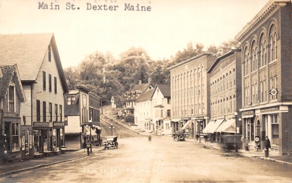 Dexter Maine Main Street, Real Photo Vintage Postcard U8082