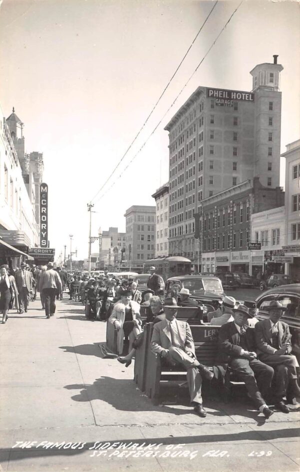 St. Petersburg Florida Famous Sidewalks Of St. Petersburg Scene RPPC U8090