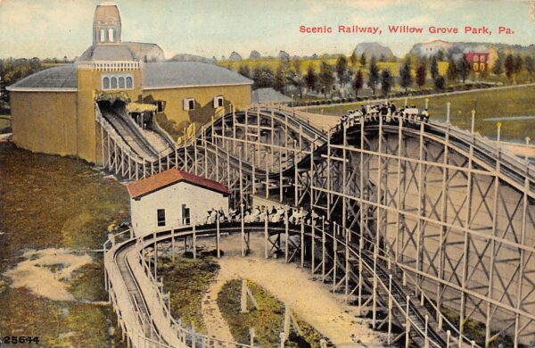 Willow Grove Pennsylvania Willow Grove Park, Scenic Railway,Color Lithograph PC U8106