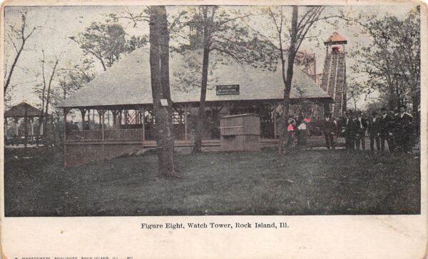 Rock Island Illinois Figure 8, Watch Tower Amusement Park, Undivided Back PC U8112