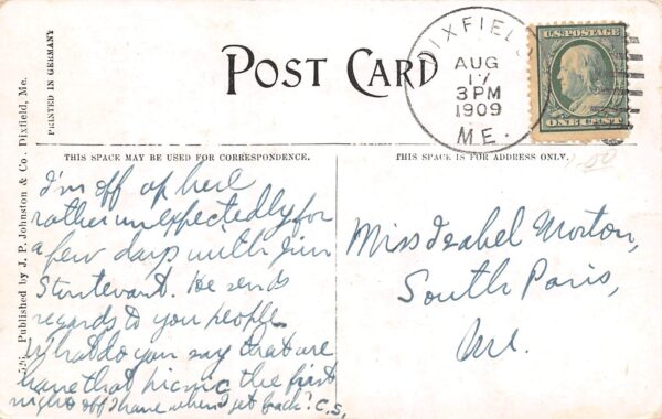 Dixfield Maine Upper Maine Street, Photo Print Vintage Postcard U8119 - Image 2