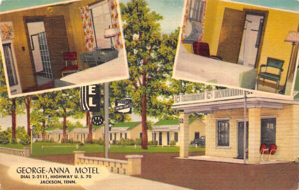 Jackson Tennessee George-Anna Motel, AAA Sign, Multi-View Linen Vintage PC U8128