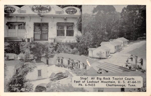 Chattanooga Tennessee Big Rock Tourist Courts, Double Cola Sign,B/W Photo Print PC U8131