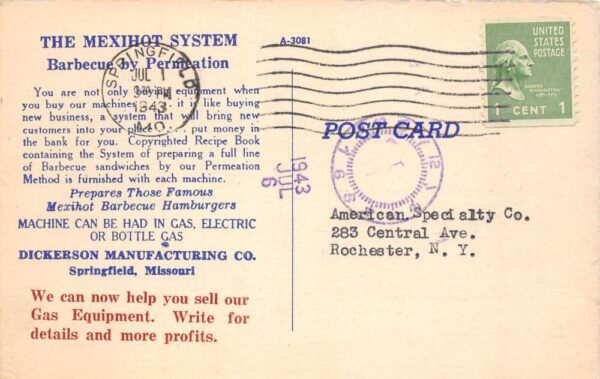 Springfield Missouri Dickerson Mexihot Barbecue BBQ Grill Food Adv PC AA69610 - Image 2