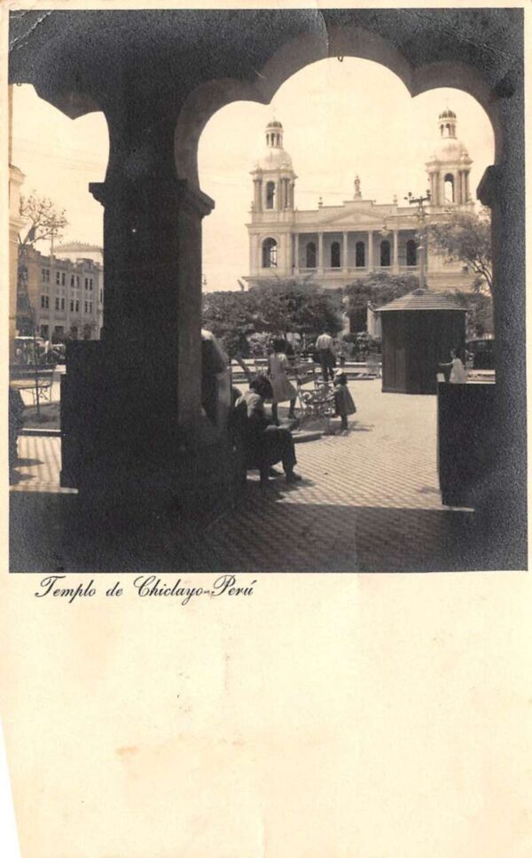 Chiclayo Peru Temple Street Scene Real Photo Postcard AA69625