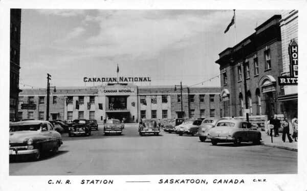 Saskatoon Canada Canadian National Railway Train Station Real Photo PC AA69645