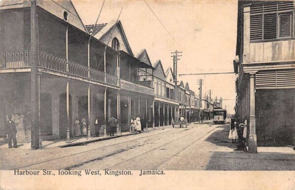 Kingston Jamaica Harbour Street Looking West Vintage Postcard AA69648