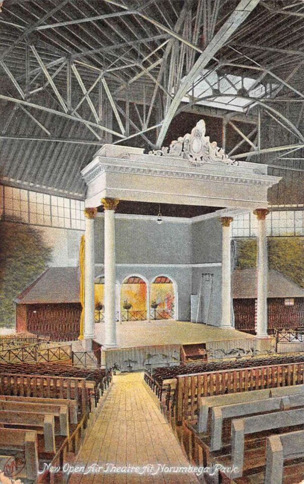 Auburndale Massachusetts Norumbega Park Open Air Theatre Postcard AA69655