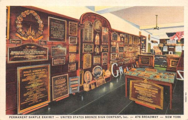 New York City US Bronze Sign Co Sample Exhibit Vintage Postcard AA69660