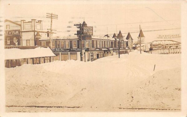 Old Orchard Maine Forest Pier Hotel Winter Snow Real Photo Postcard AA69667