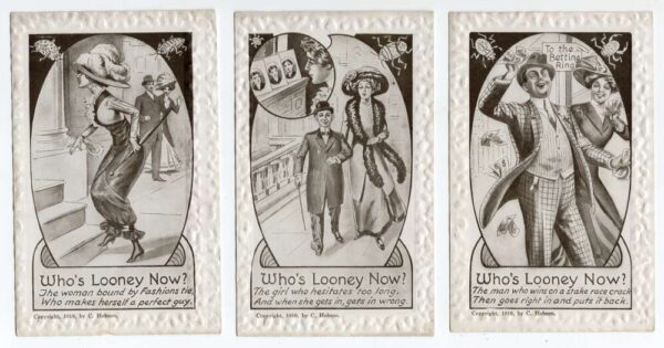 Group of 5 Who's Looney Now? Humor Gambling Joke Vintage Postcards AA69670