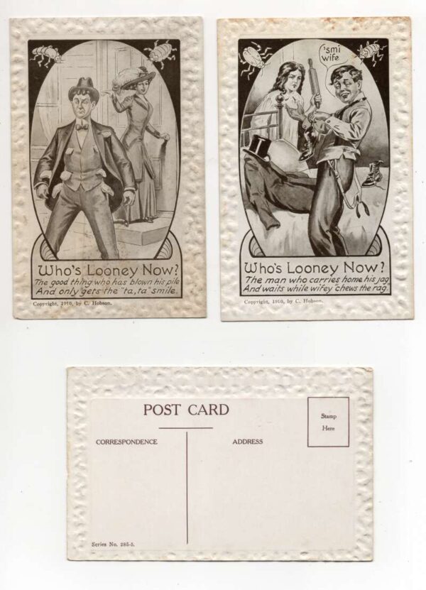 Group of 5 Who's Looney Now? Humor Gambling Joke Vintage Postcards AA69670 - Image 2