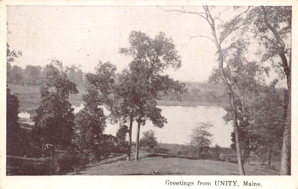 Unity Maine Greetings From Unity, Water Scene, Divided Back Vintage PC U8323