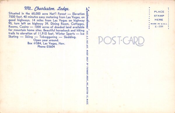 Mt. Charleston Nevada Mt. Charleston Lodge, Multi-View Chrome Vintage PC U8330 - Image 2