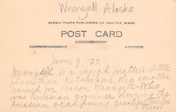 Wrangell Alaska Town View, U.S. Cafe, Real Photo Vintage Postcard U8343 - Image 2