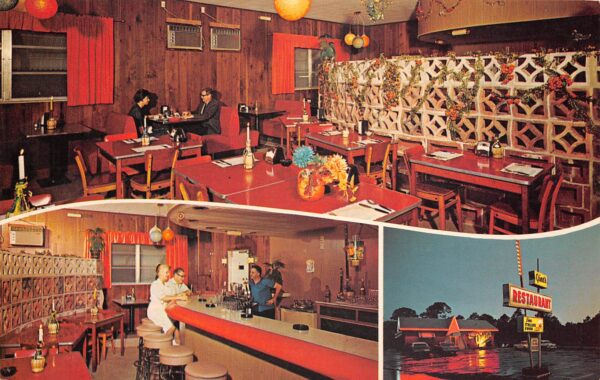 Wabasso Florida Gina's Restaurant, Multi-View Chrome Vintage Postcard U8351