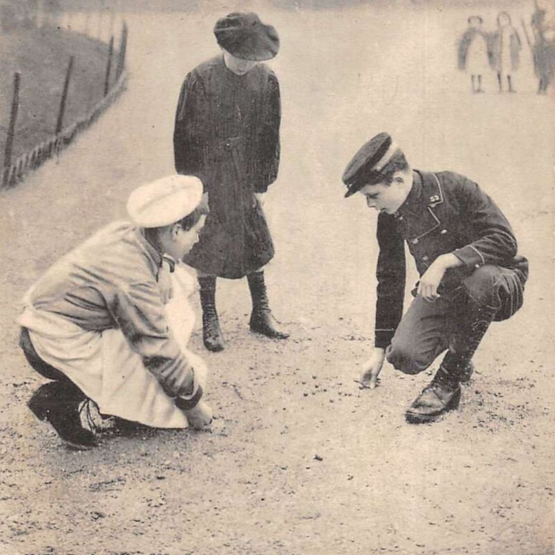 Postcard of children playing