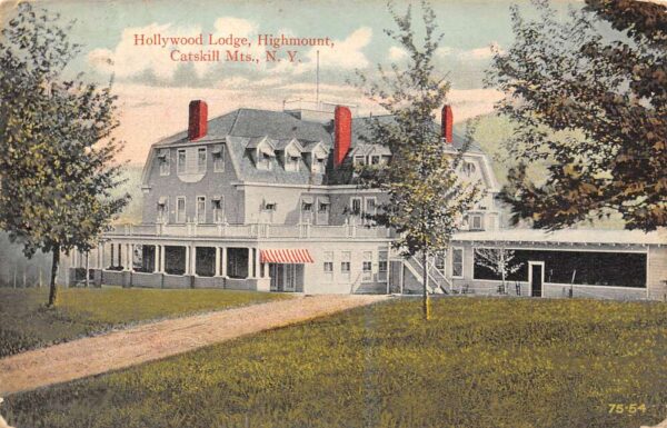 Highmount New York Hollywood Lodge, Catskill Mts. Color Lithograph PC U5456
