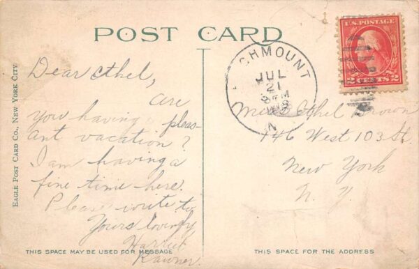 Highmount New York Hollywood Lodge, Catskill Mts. Color Lithograph PC U5456 - Image 2