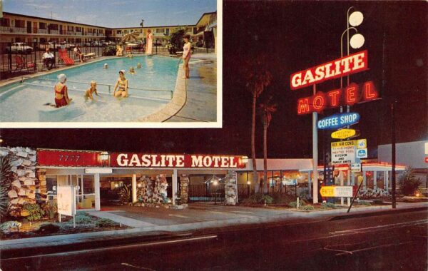 Buena Park California Gaslite Motel, Coffee Shop, & Lounge Photochrome PC U5475