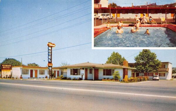 Santa Rosa California Redwood Motel Multi-View Photochrome Vintage PC U5476