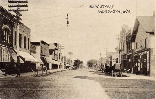 Weyauwega Wisconsin Main Street B/W Photo Print Vintage Postcard U5497