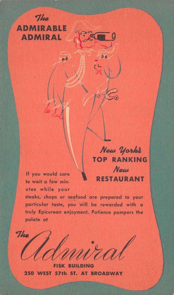 New York City New York Admiral Restaurant, Illustration, Color Linen PC U6243
