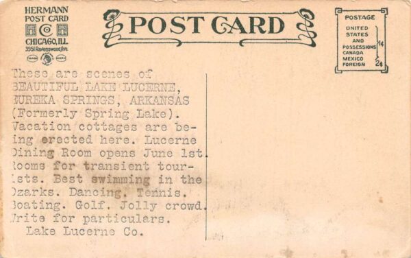Eureka Springs Arkansas Crescent College, Girls At Spring Lake Vintage PC U6245 - Image 2
