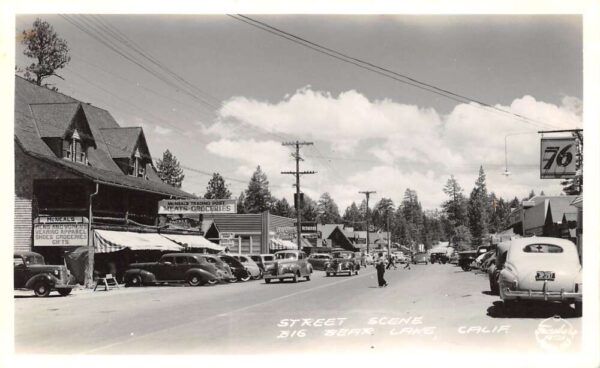Big Bear Lake California Street Scene Real Photo Vintage Postcard U6268