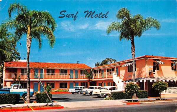 Santa Barbara California Surf Motel, Exterior, Photochrome Vintage PC U8148