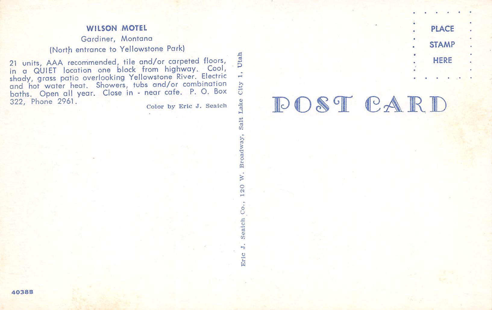 Gardiner Montana Wilson Motel, Multi-View Chrome Vintage Postcard U8152 - Image 2