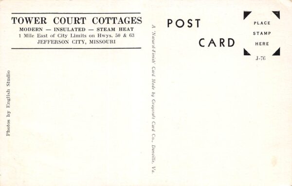Jefferson City Missouri Tower Court Cottages, Multi-View, White Border PC U8170 - Image 2