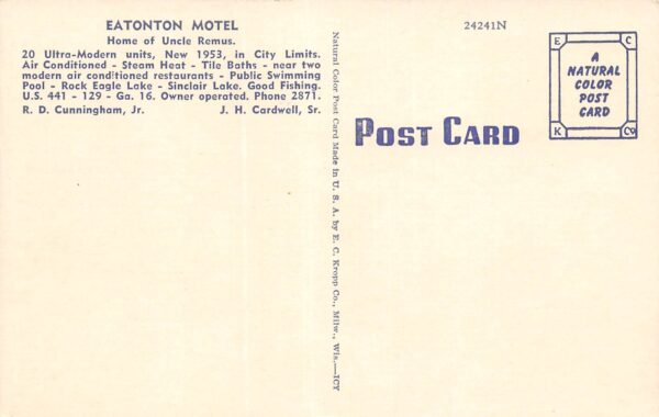 Eatonton Georgia Eatonton Motel, Multi-View Linen Vintage Postcard U8173 - Image 2