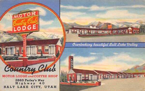 Salt Lake City Utah Country Club Motor Lodge & Coffee Shop,Multi-View Linen PC U8189
