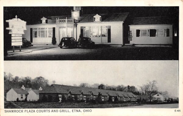 Etna Ohio Shamrock Plaza Courts & Grill, B/W Photo Print Vintage PC U8192